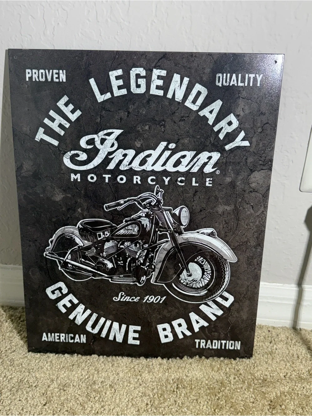 Indian Motorcycle “The Legendary Indian” Metal Tin Sign 16” x 12”